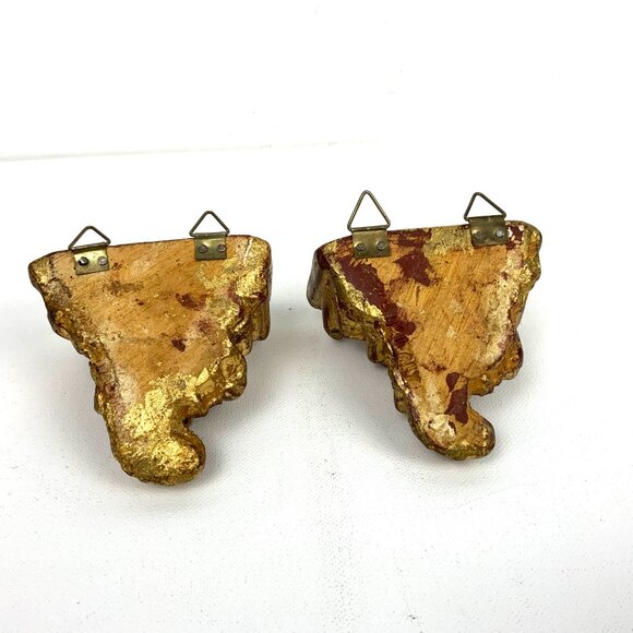 Pair Of Vintage Ornate Rococo Gilt Wood Wall Shelves Brackets Italy - Picture 14 of 16